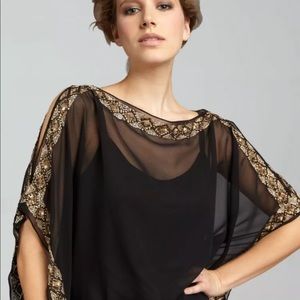Aidan Mattox Caftan Beaded Short Dress Size 2 $290